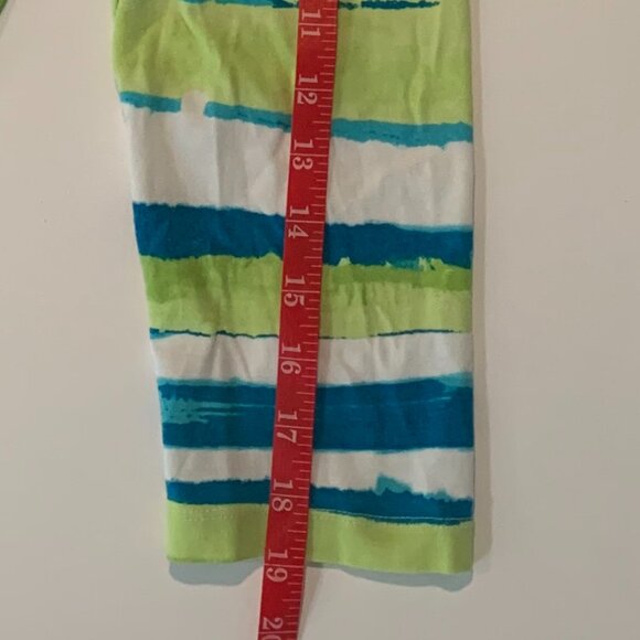 EUC Sapphire Star Women's Medium Top Colorful Green White Blue Stripes + Beads - Picture 13 of 13